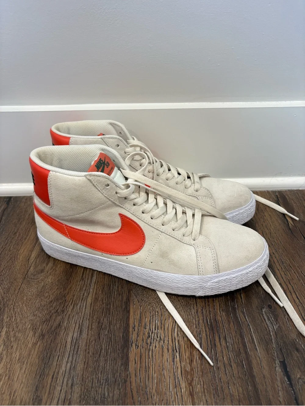 Nike SB Blazer Mid Vintage Cream with Orange Swoosh